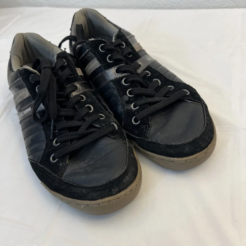 Steve Madden Mens Evrclear Leather Fashion Sneaker Shoe Sz 10 Black Gray Lace Up